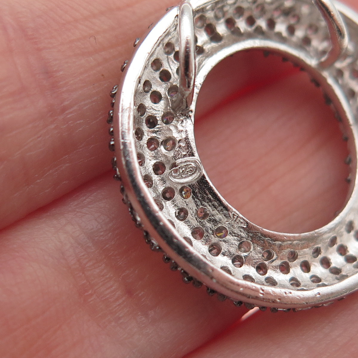 925 Sterling Silver Round-Cut C Z Letter O Initial Slide Charm Pendant