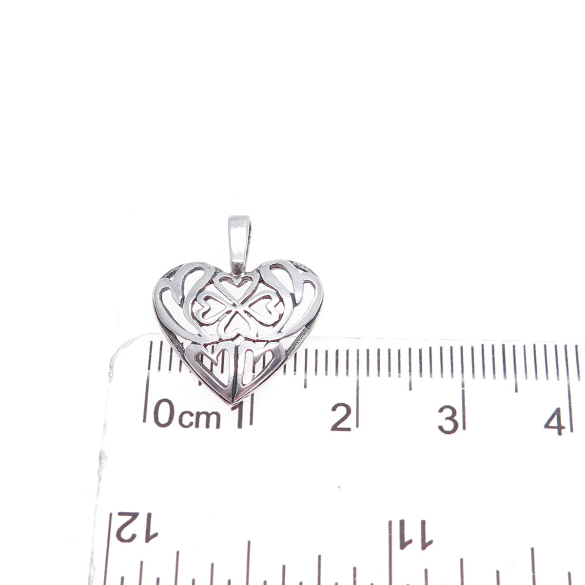 925 Sterling Silver Vintage Clover Heart Oxidized Mini Charm Pendant