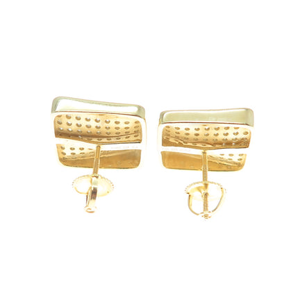 925 Sterling Silver Gold Plated Heart-Cut C Z Cushion Stud Earrings