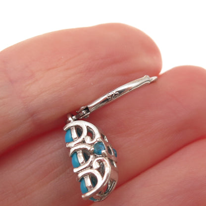 Chuck Clemency 925 Sterling Silver Real Turquoise & Apatite Dangle Earrings