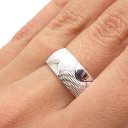NEOS 925 Sterling Silver Textured Zig Zag Band Ring Size 10.25