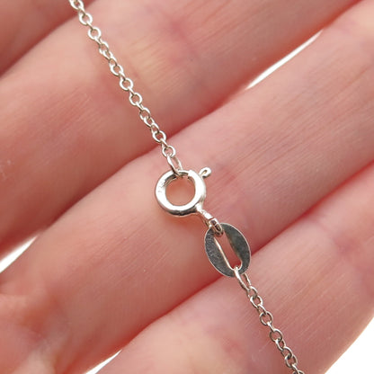 925 Sterling Silver Real Blue Topaz & C Z Teardrop Cable Chain Necklace 18"