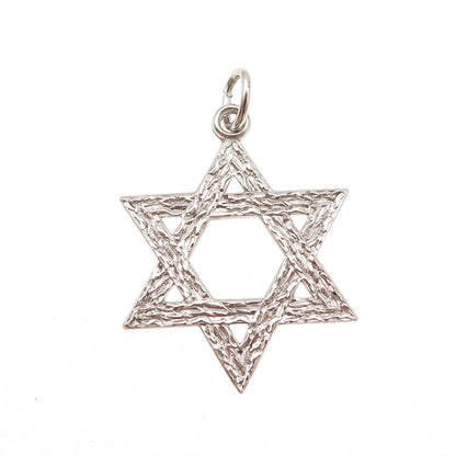 925 Sterling Silver Vintage Star of David Charm Pendant