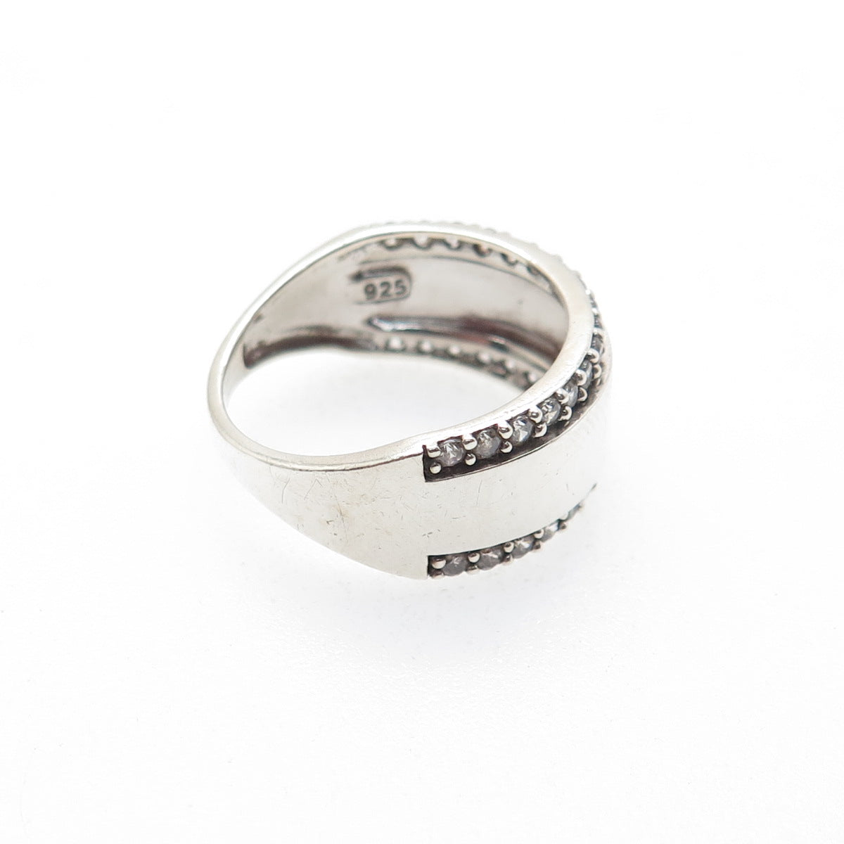 SAI 925 Sterling Silver Round-Cut C Z Ring Size 6.75