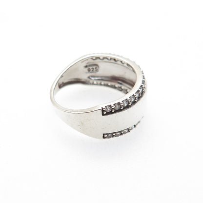 SAI 925 Sterling Silver Round-Cut C Z Ring Size 6.75