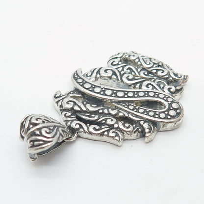 925 Sterling Silver Vintage Ornate Abstract Pendant