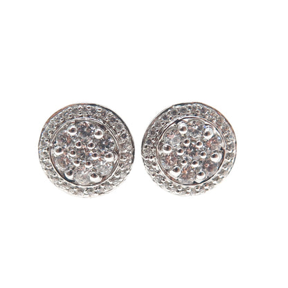 925 Sterling Silver Round-Cut C Z Sparkle Stud Earrings