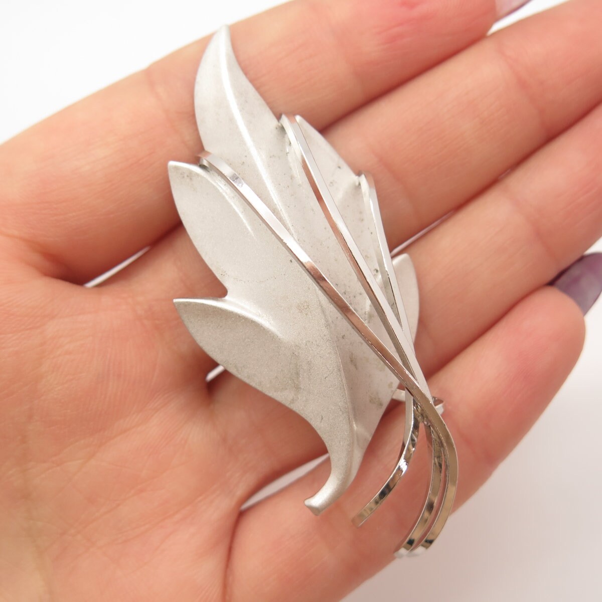 925 Sterling Silver Vintage Curtis Curtman Leaf Pin Brooch
