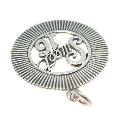 DANECRAFT 925 Sterling Silver Vintage "Sweet 16" Round Pendant