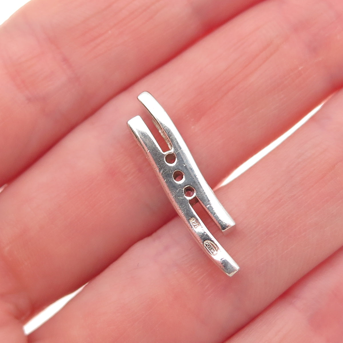Fossil 925 Sterling Silver Pink C Z Modernist Mini Slide Charm Pendant