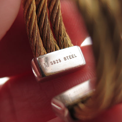 925 Sterling Silver & Steel 2-Tone Real Diamond Adjustable Ring Size 6.75-10.5