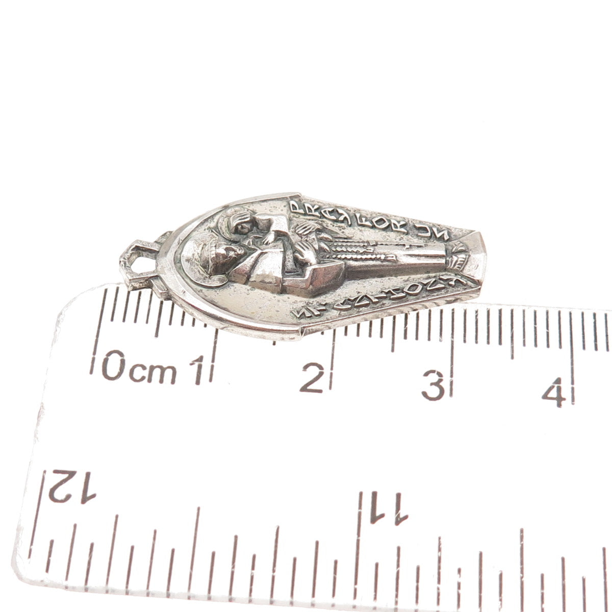 Creed 925 Sterling Silver Antique Art Deco Saint Anthony Oxidized Charm Pendant