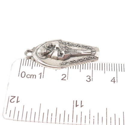 Creed 925 Sterling Silver Antique Art Deco Saint Anthony Oxidized Charm Pendant