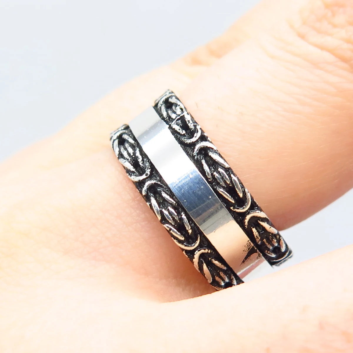 925 Sterling Silver Vintage Byzantine Band Ring Size 9.5
