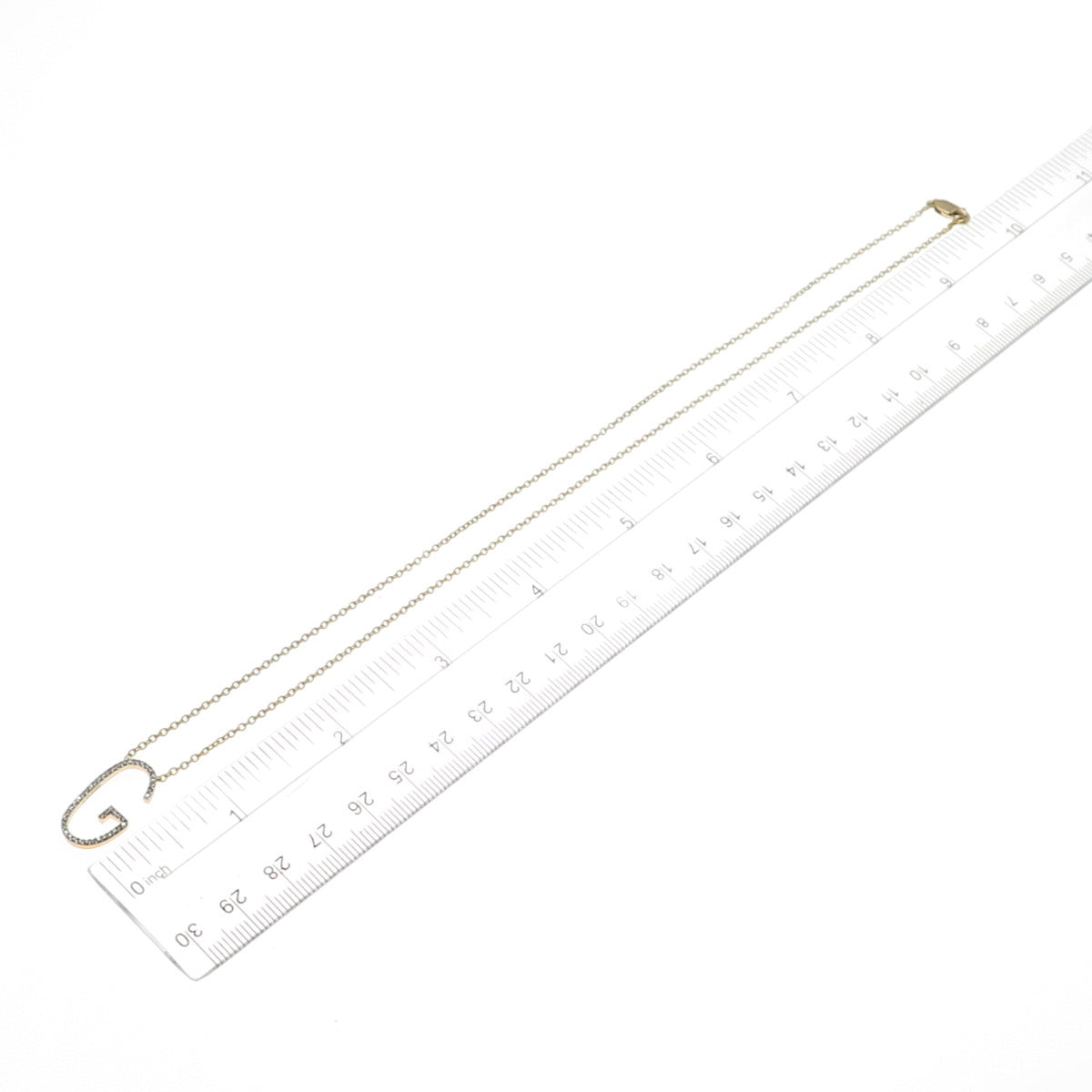 925 Sterling Silver Gold Plated Real Diamond Letter G Cable Chain Necklace 18"