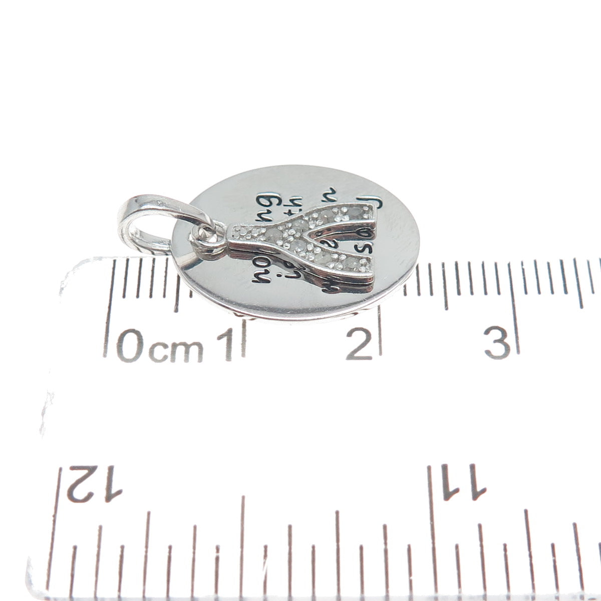 HAN 925 Sterling Diamond Nothing Is Worth More Than This Day Wishbone Pendant
