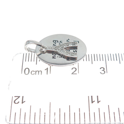 HAN 925 Sterling Diamond Nothing Is Worth More Than This Day Wishbone Pendant