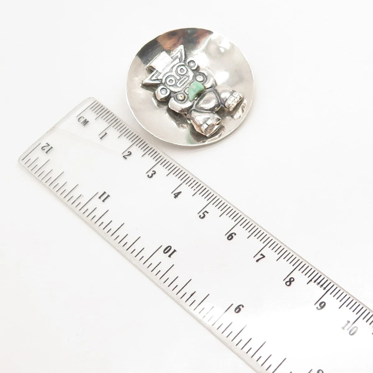 900 Silver Vintage Real Turquoise Gemstone Tribal Pin Brooch