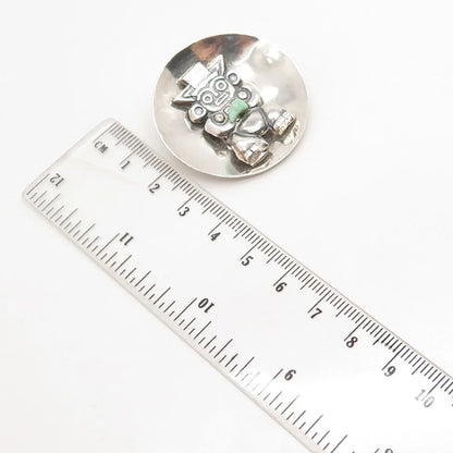 900 Silver Vintage Real Turquoise Gemstone Tribal Pin Brooch