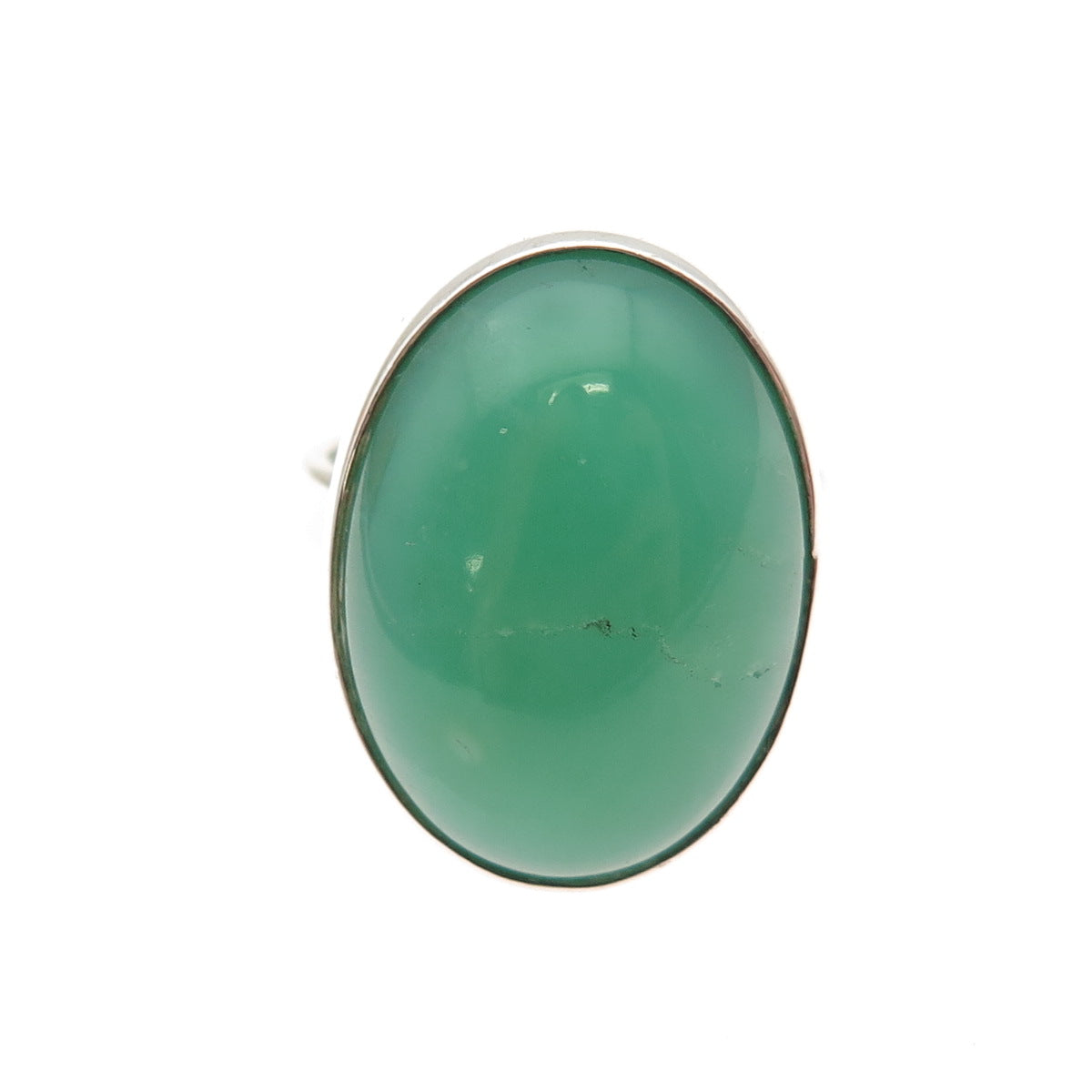 925 Sterling Silver Vintage Real Cabochon Chrysoprase Ring Size 8