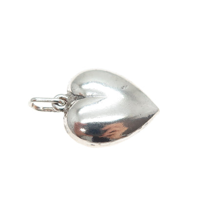 925 Sterling Silver Vintage Italy Heart Chatelaine Minimalist Charm Pendant