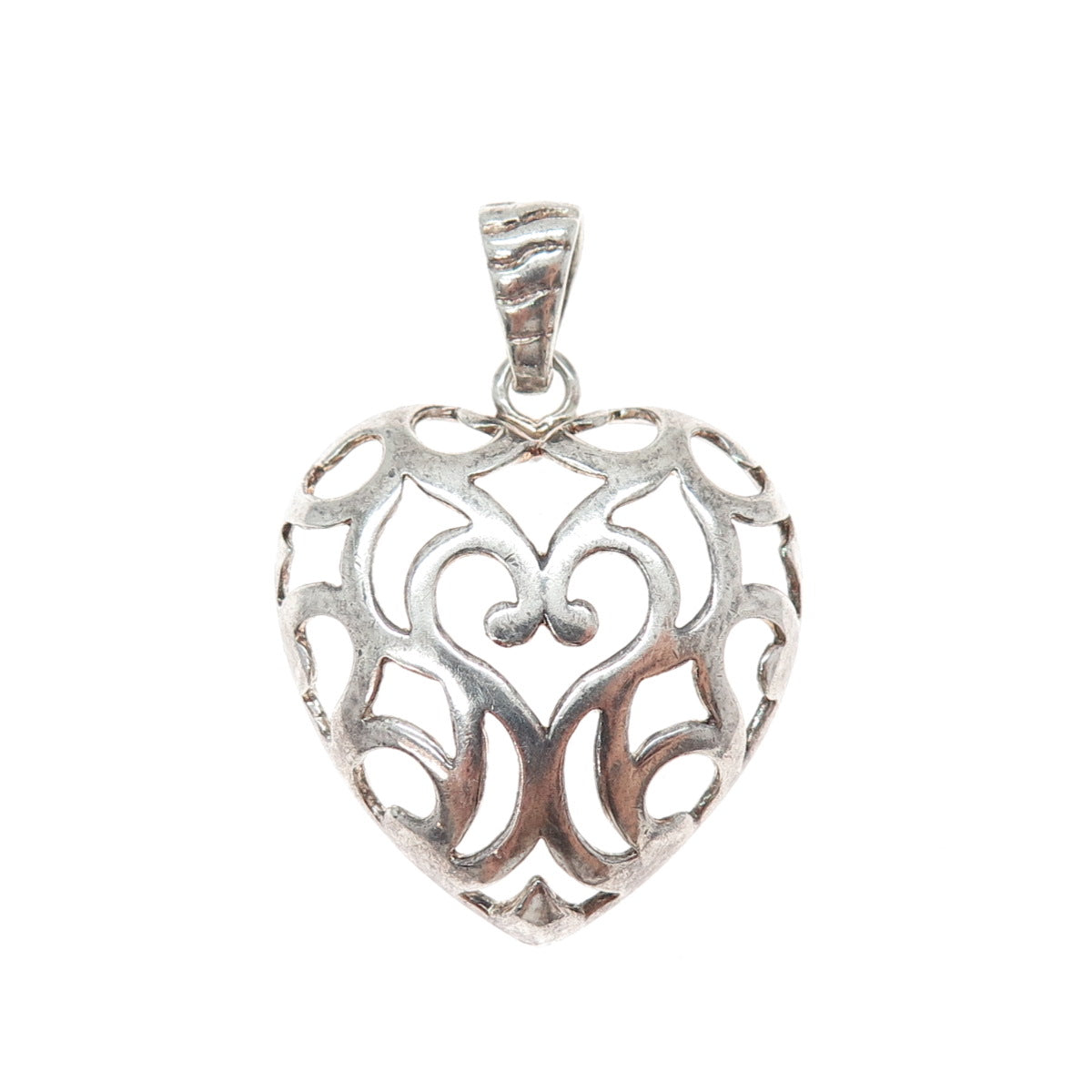 MILOR 925 Sterling Silver Vintage Italy Ornate Heart Charm Pendant