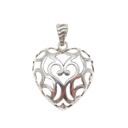 MILOR 925 Sterling Silver Vintage Italy Ornate Heart Charm Pendant