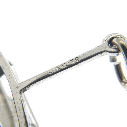 925 Sterling Silver Antique Art Deco Dust Scoop Oxidized Minimalist Pendant