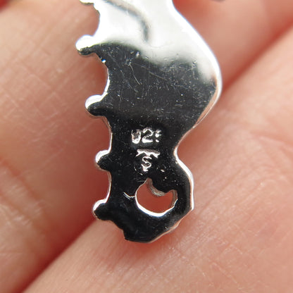 925 Sterling Silver Real Opal & C Z Seahorse Dangling Earrings