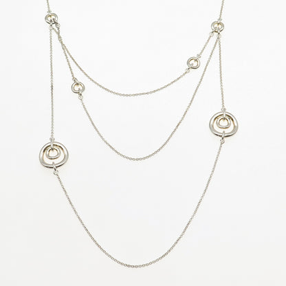 Christofle 925 Sterling Silver Circle Station 3-Strand Cable Chain Necklace 18"