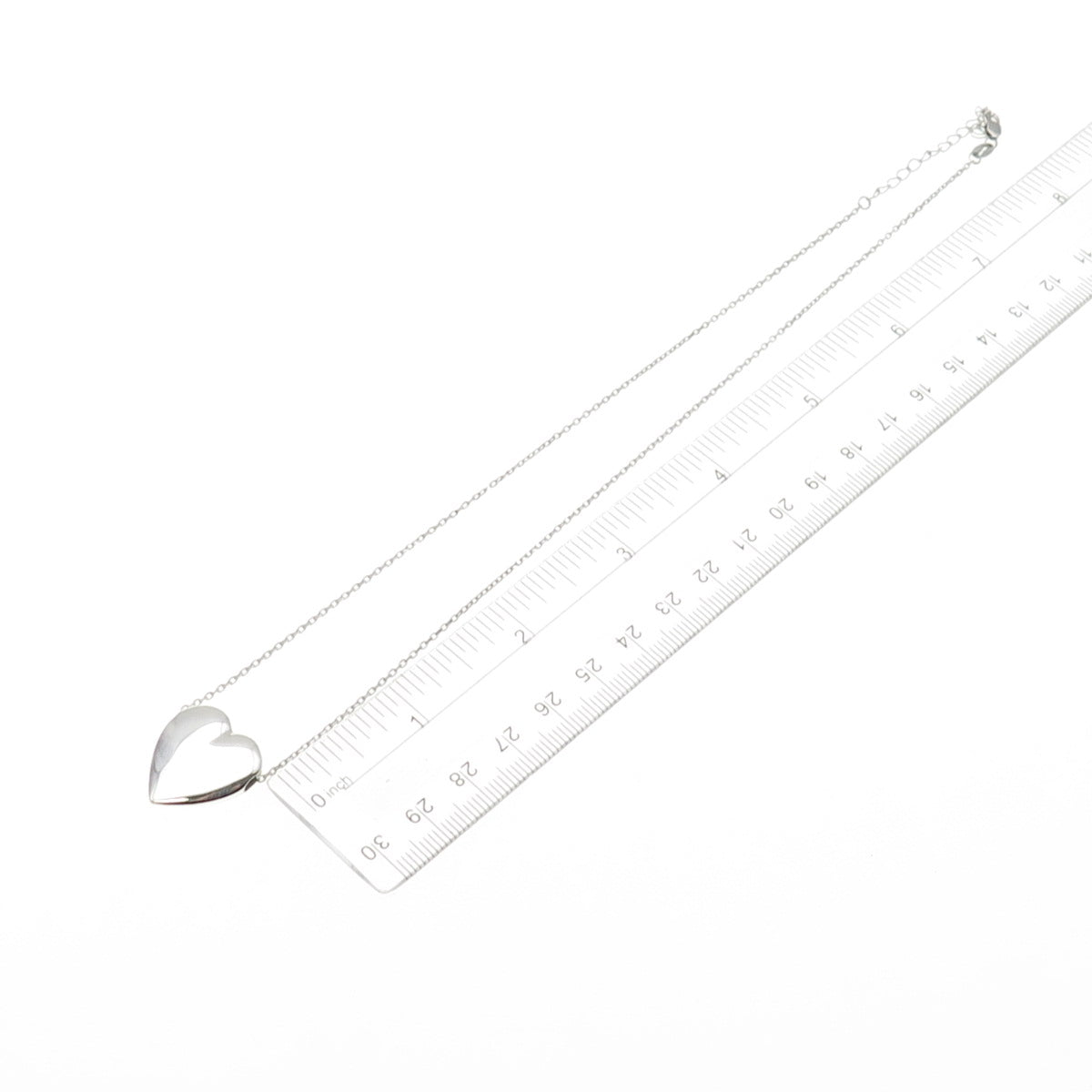 925 Sterling Silver Vintage Heart Slide Pendant Cable Chain Necklace 14-16"