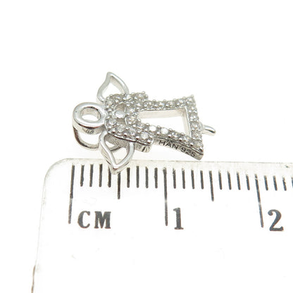 HAN 925 Sterling Silver Round-Cut C Z Angel Minimalist Pendant