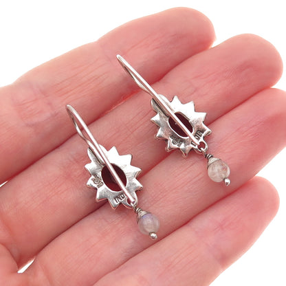 DP Doug Paulus 925 Sterling Silver Vintage Real Red Garnet & Moonstone Earrings