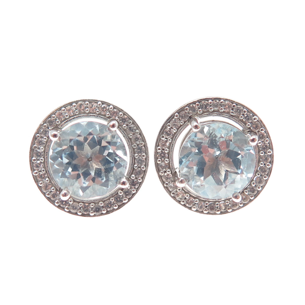925 Sterling Silver Real White & Blue Topaz Interchangeable Earrings