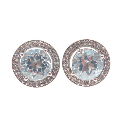 925 Sterling Silver Real White & Blue Topaz Interchangeable Earrings