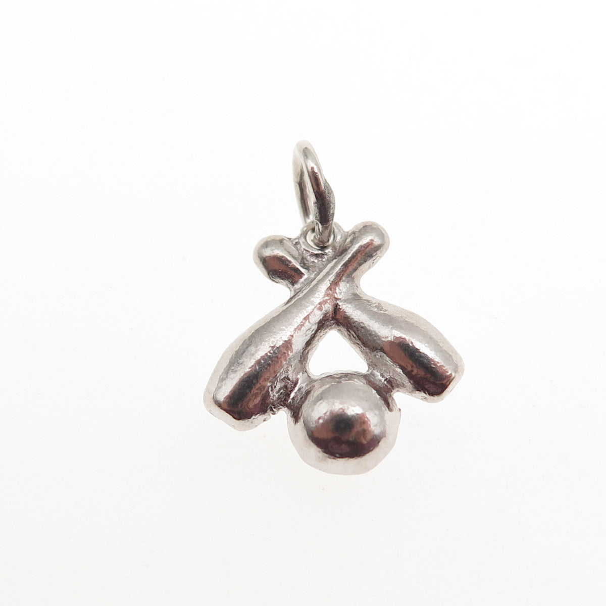 WELLS 925 Sterling Silver Vintage Bowling Pins & Ball Mini Charm Pendant