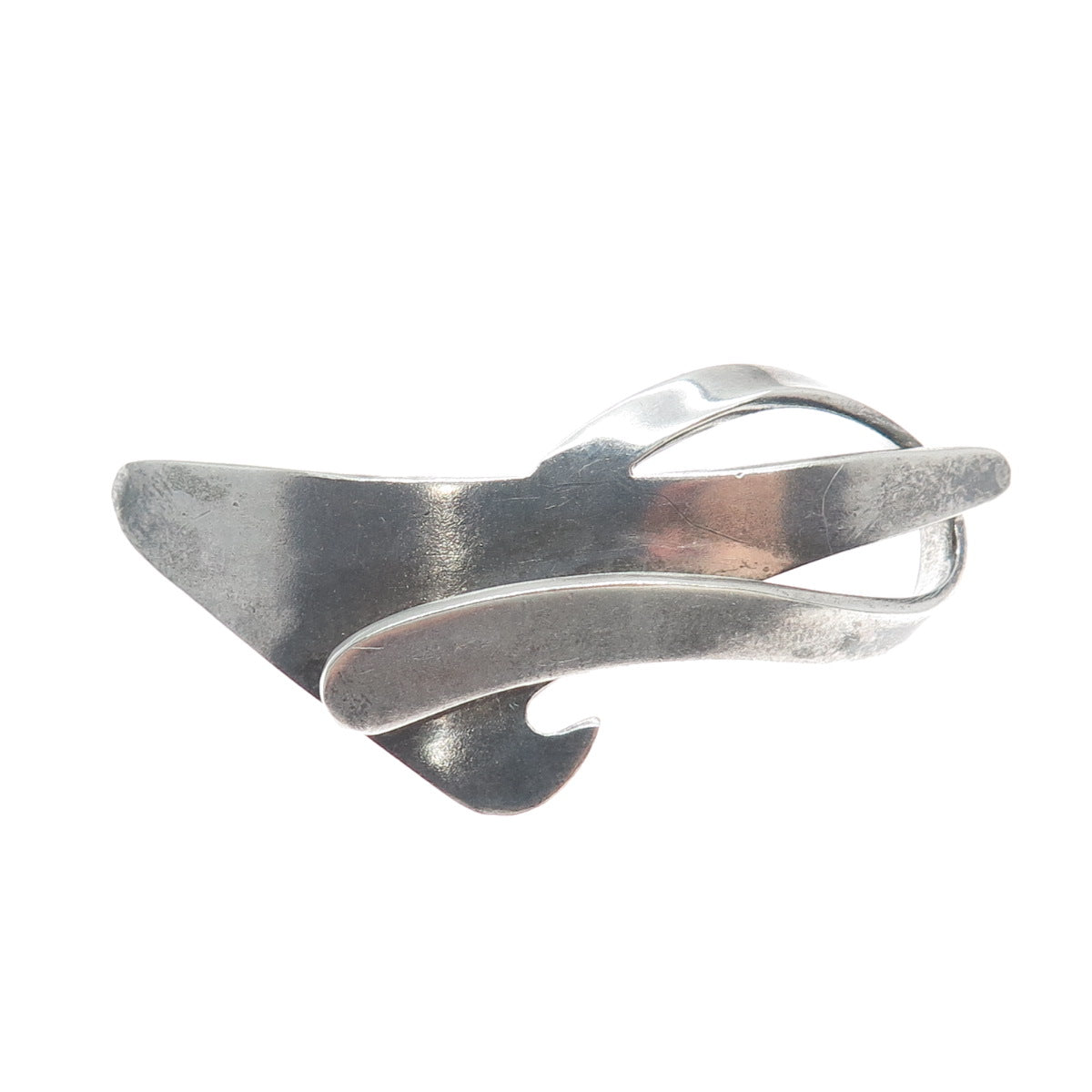 925 Sterling Silver Vintage Mexico Modernist Oxidized Pin Brooch