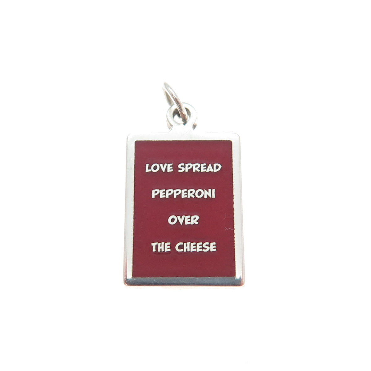 925 Sterling Red Enamel Love Spread Pepperoni Over The Cheese Minimalist Pendant