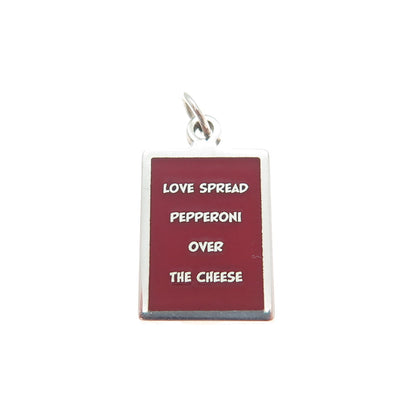 925 Sterling Red Enamel Love Spread Pepperoni Over The Cheese Minimalist Pendant