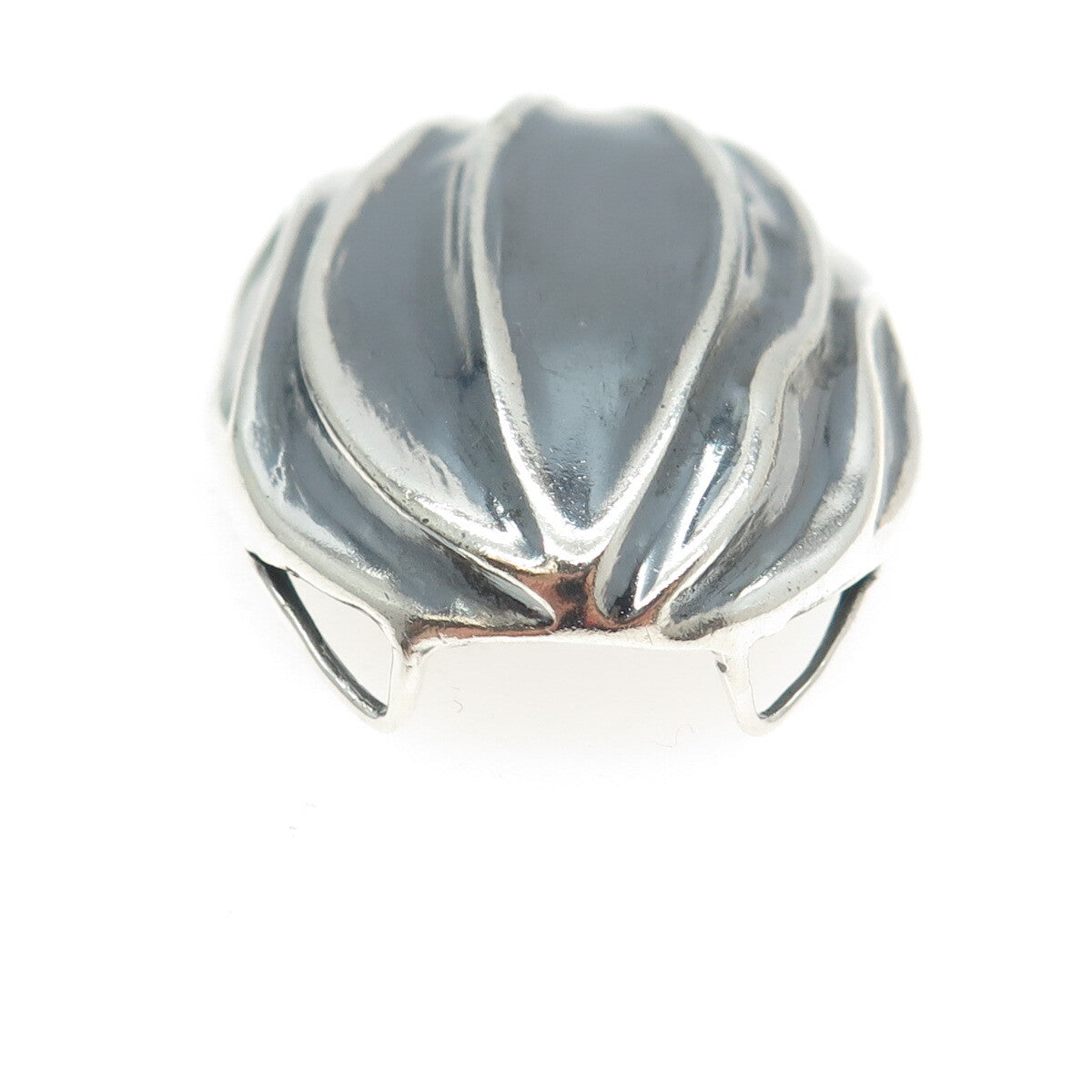 925 Sterling Silver Vintage Modernist Dome Oxidized Pendant