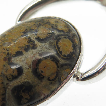 925 Sterling Silver Vintage Mexico Real Picture Jasper Gemstone Pendant