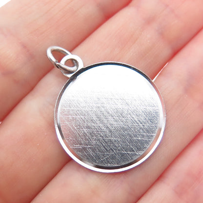 LAMODE 925 Sterling Silver Vintage Round Tag Charm Pendant