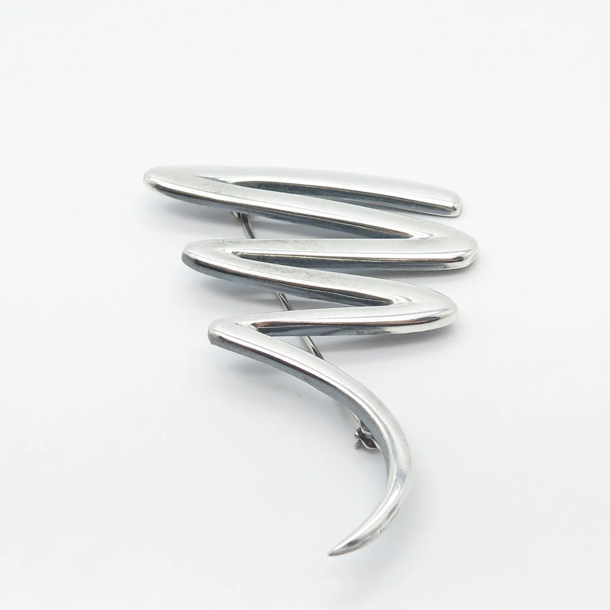 925 Sterling Silver Vintage Zigzag Pin Brooch