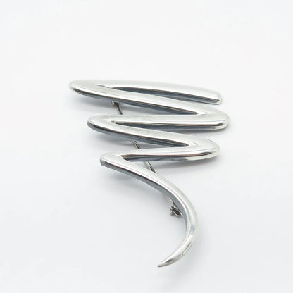 925 Sterling Silver Vintage Zigzag Pin Brooch