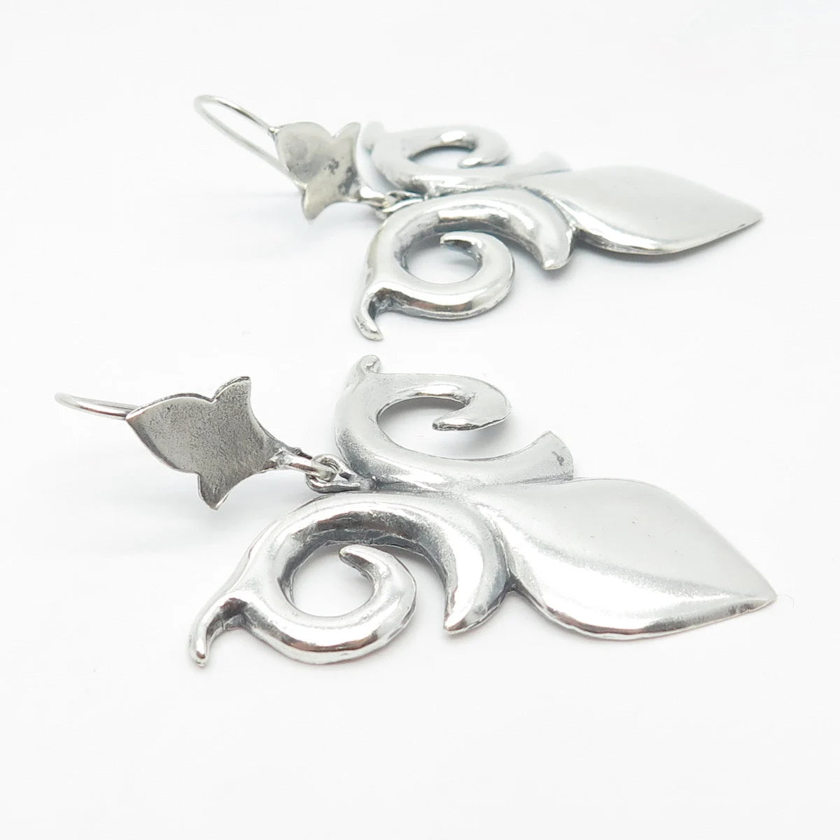 900 Silver Vintage Ornate Hook Dangling Earrings