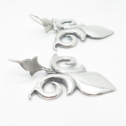 900 Silver Vintage Ornate Hook Dangling Earrings