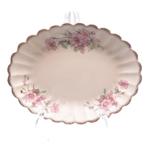 LIMOGES Antique Warranted 22K Gold 3K G-F. W. Wild Rose Porcelain Serving Plate