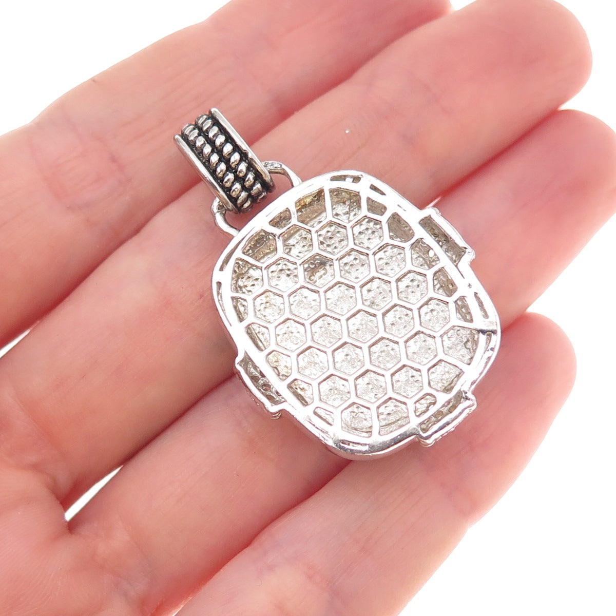 925 Sterling Silver Real Black Onyx & C Z Charm Pendant