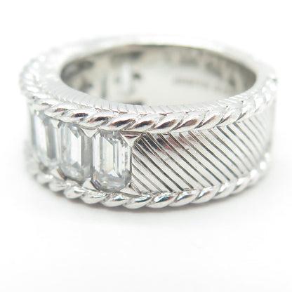 JUDUTH RIPKA 925 Sterling Silver Baguette-Cut C Z Half Eternity Ring Size 5