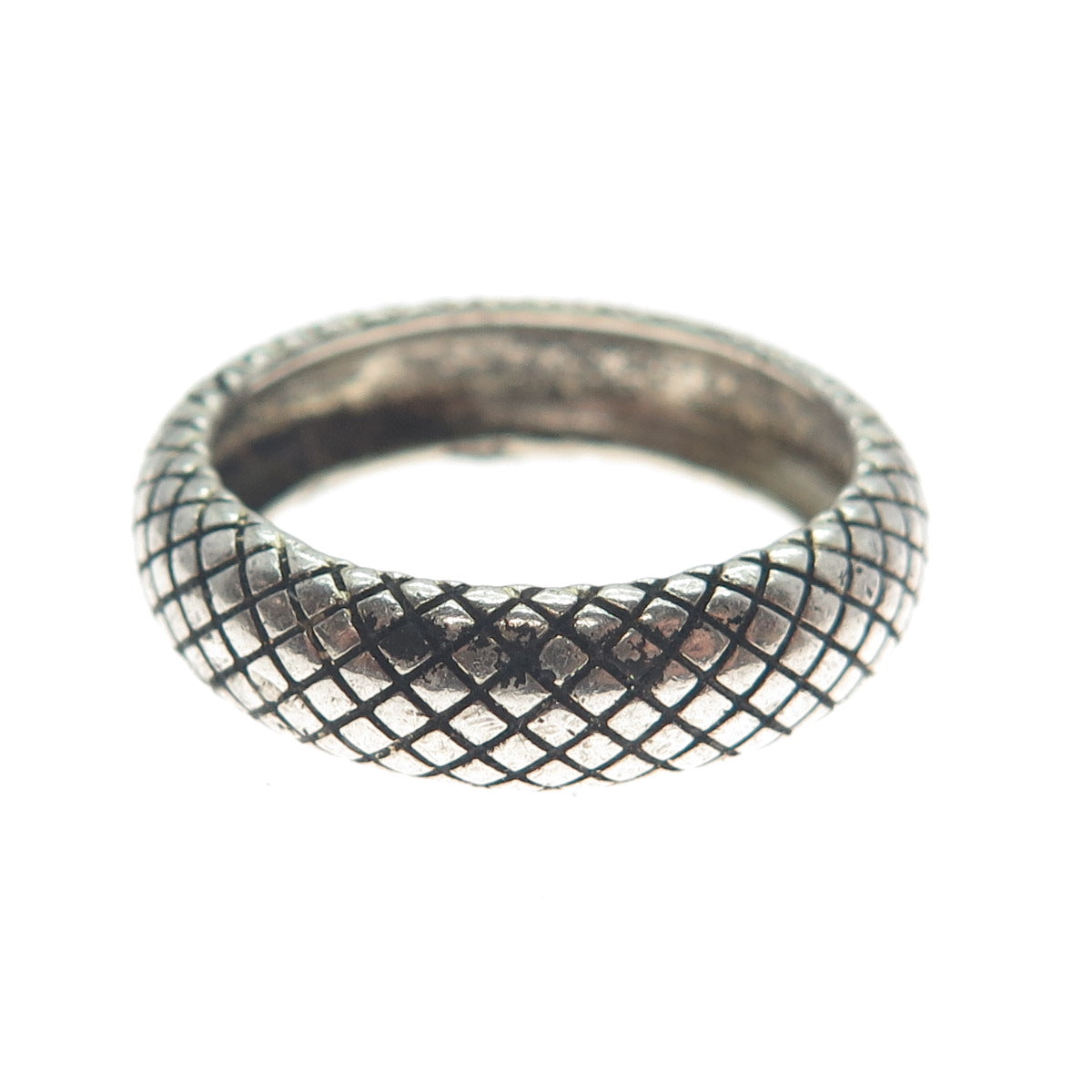 ARGENTO VIVO 925 Sterling Silver Vintage Shake Skin Oxidized Band Ring Size 9